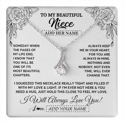 Alluring Beauty Necklace 14K White Gold Finish | 1 | Personalized To My Niece Gifts Necklace From Aunt Uncle Someday When The Pages Birthday Gifts Niece Christmas Graduation Custom Jewelry Gift Box Message Card | https://teecentury.