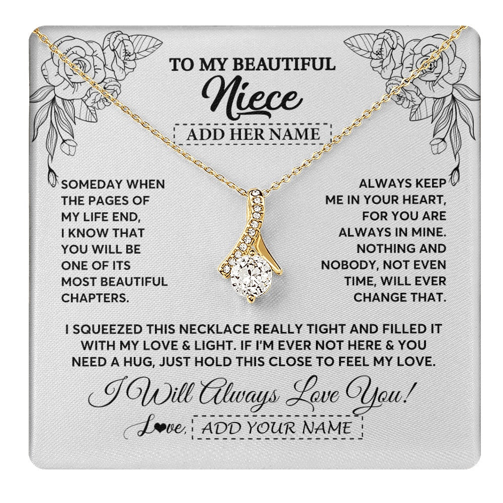 Alluring Beauty Necklace 18K Yellow Gold Finish | 1 | Personalized To My Niece Gifts Necklace From Aunt Uncle Someday When The Pages Birthday Gifts Niece Christmas Graduation Custom Jewelry Gift Box Message Card | https://teecentury.