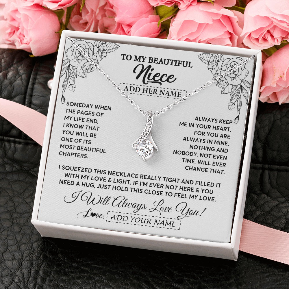 Alluring Beauty Necklace 14K White Gold Finish | 2 | Personalized To My Niece Gifts Necklace From Aunt Uncle Someday When The Pages Birthday Gifts Niece Christmas Graduation Custom Jewelry Gift Box Message Card | https://teecentury.