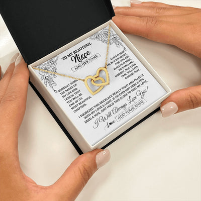 Interlocking Hearts Necklace 18K Yellow Gold Finish | 2 | Personalized To My Niece Gifts Necklace From Aunt Uncle Someday When The Pages Birthday Gifts Niece Christmas Graduation Custom Jewelry Gift Box Message Card | https://teecentury.