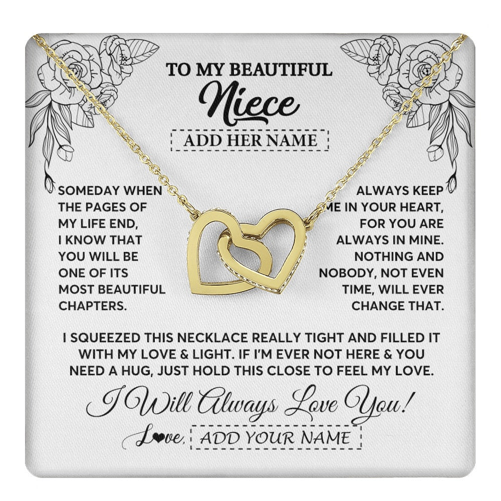 Interlocking Hearts Necklace 18K Yellow Gold Finish | 1 | Personalized To My Niece Gifts Necklace From Aunt Uncle Someday When The Pages Birthday Gifts Niece Christmas Graduation Custom Jewelry Gift Box Message Card | https://teecentury.