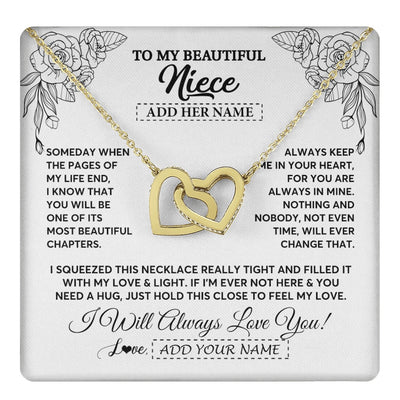 Interlocking Hearts Necklace 18K Yellow Gold Finish | 1 | Personalized To My Niece Gifts Necklace From Aunt Uncle Someday When The Pages Birthday Gifts Niece Christmas Graduation Custom Jewelry Gift Box Message Card | https://teecentury.