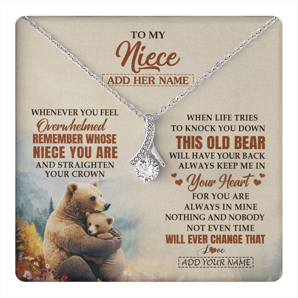 Alluring Beauty Necklace 14K White Gold Finish | 1 | Personalized To My Niece Gifts Necklace From Aunt Uncle Whenever Bear Unique Birthday Gifts For Niece Graduation Christmas Customized Gift Box Message Card | teecentury.myshopify