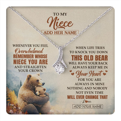 Alluring Beauty Necklace 14K White Gold Finish | 1 | Personalized To My Niece Gifts Necklace From Aunt Uncle Whenever Bear Unique Birthday Gifts For Niece Graduation Christmas Customized Gift Box Message Card | teecentury.myshopify