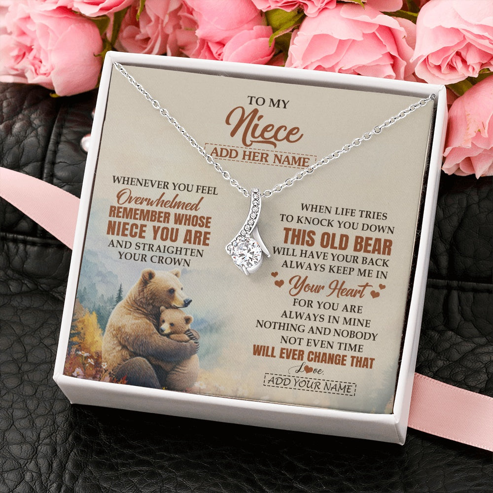 Alluring Beauty Necklace 14K White Gold Finish | 2 | Personalized To My Niece Gifts Necklace From Aunt Uncle Whenever Bear Unique Birthday Gifts For Niece Graduation Christmas Customized Gift Box Message Card | teecentury.myshopify