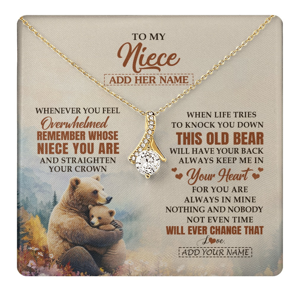 Alluring Beauty Necklace 18K Yellow Gold Finish | 1 | Personalized To My Niece Gifts Necklace From Aunt Uncle Whenever Bear Unique Birthday Gifts For Niece Graduation Christmas Customized Gift Box Message Card | teecentury.myshopify