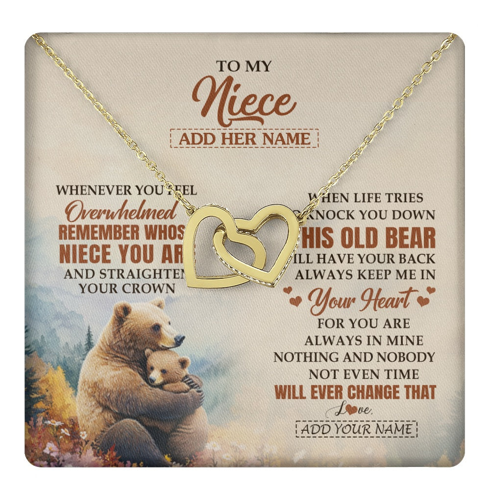 Interlocking Hearts Necklace 18K Yellow Gold Finish | 1 | Personalized To My Niece Gifts Necklace From Aunt Uncle Whenever Bear Unique Birthday Gifts For Niece Graduation Christmas Customized Gift Box Message Card | teecentury.myshopify