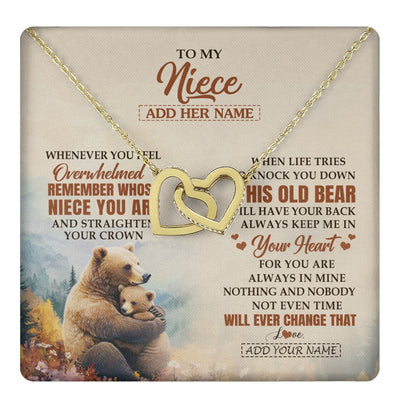 Interlocking Hearts Necklace 18K Yellow Gold Finish | 1 | Personalized To My Niece Gifts Necklace From Aunt Uncle Whenever Bear Unique Birthday Gifts For Niece Graduation Christmas Customized Gift Box Message Card | teecentury.myshopify