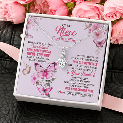 Alluring Beauty Necklace 14K White Gold Finish | 2 | Personalized To My Niece Gifts Necklace From Aunt Uncle Whenever Butterfly Unique Birthday Gifts For Niece Graduation Christmas Custom Gift Box Message Card | teecentury.myshopify