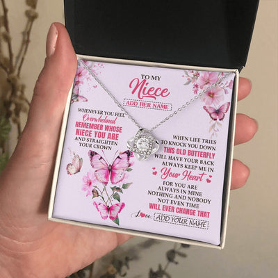 Love Knot Necklace 14K White Gold Finish | 2 | Personalized To My Niece Gifts Necklace From Aunt Uncle Whenever Butterfly Unique Birthday Gifts For Niece Graduation Christmas Custom Gift Box Message Card | teecentury.myshopify