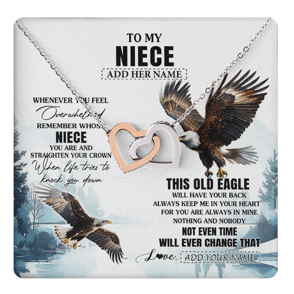 Interlocking Hearts Necklace Stainless Steel & Rose Gold Finish | 1 | Personalized To My Niece Gifts Necklace From Aunt Uncle Whenever Eagle Unique Birthday Gifts For Niece Christmas Jewelry Custom Keepsake Gift Box Message Card | https://teecentury.