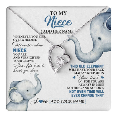 Forever Love Necklace 14K White Gold Finish | 1 | Personalized To My Niece Gifts Necklace From Aunt Uncle Whenever Elephant Unique Birthday Gifts For Niece Graduation Christmas Custom Gift Box Message Card | teecentury.myshopify