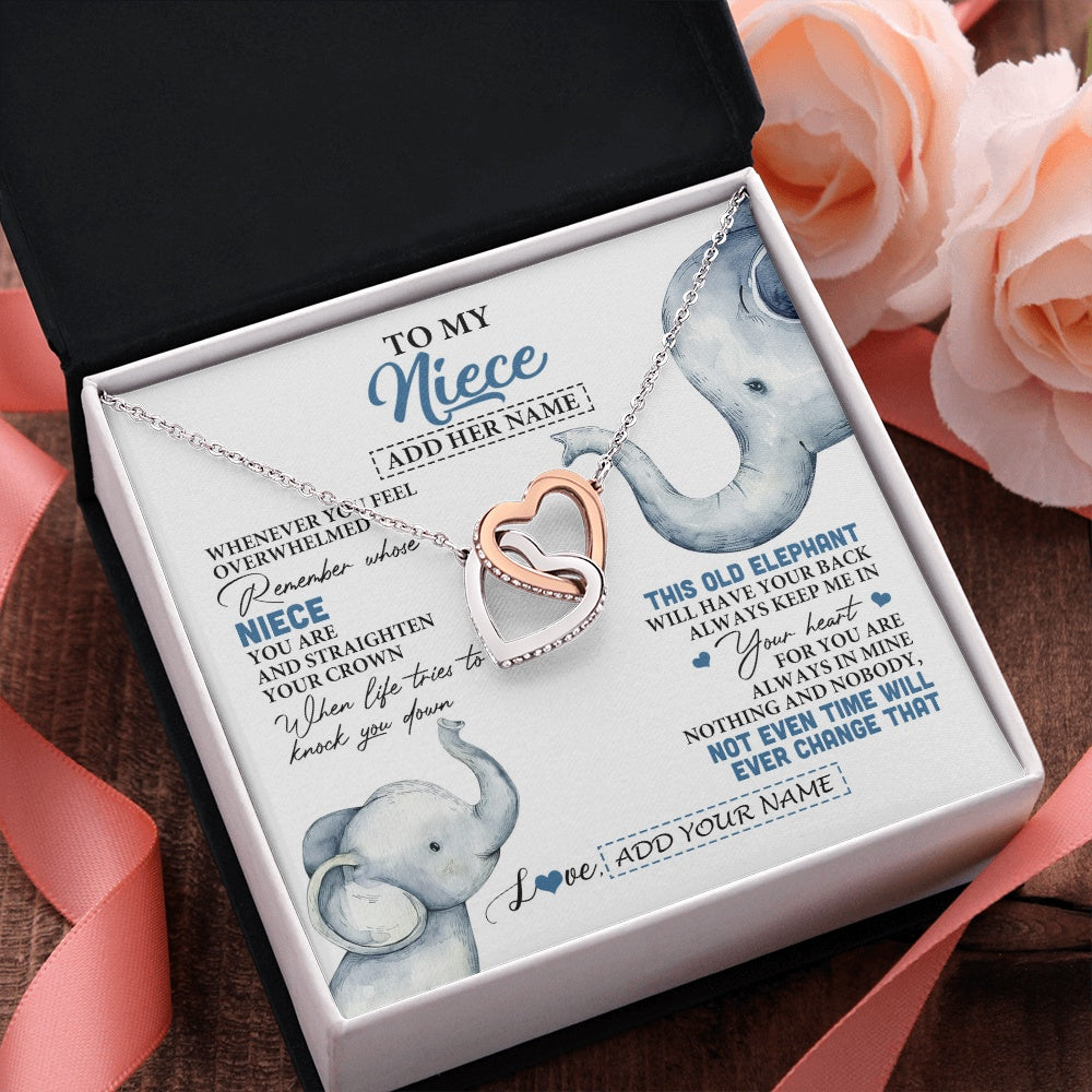 Interlocking Hearts Necklace Stainless Steel & Rose Gold Finish | 2 | Personalized To My Niece Gifts Necklace From Aunt Uncle Whenever Elephant Unique Birthday Gifts For Niece Graduation Christmas Custom Gift Box Message Card | teecentury.myshopify
