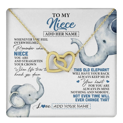 Interlocking Hearts Necklace 18K Yellow Gold Finish | 1 | Personalized To My Niece Gifts Necklace From Aunt Uncle Whenever Elephant Unique Birthday Gifts For Niece Graduation Christmas Custom Gift Box Message Card | teecentury.myshopify