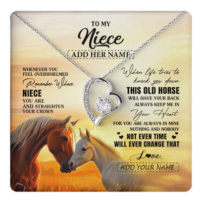 Forever Love Necklace 14K White Gold Finish | 1 | Personalized To My Niece Gifts Necklace From Aunt Uncle Whenever Horse Unique Birthday Gifts For Niece Graduation Christmas Customized Gift Box Message Card | teecentury.myshopify