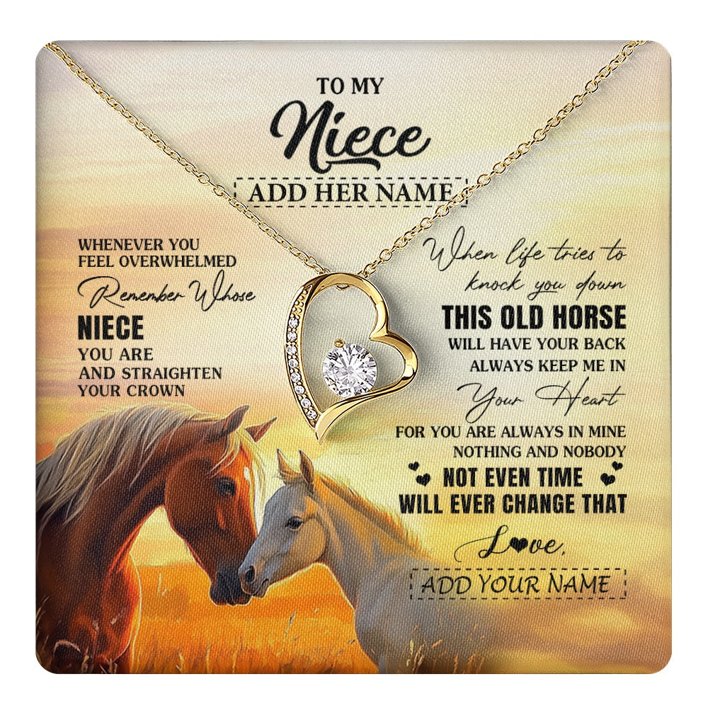 Forever Love Necklace 18K Yellow Gold Finish | 1 | Personalized To My Niece Gifts Necklace From Aunt Uncle Whenever Horse Unique Birthday Gifts For Niece Graduation Christmas Customized Gift Box Message Card | teecentury.myshopify