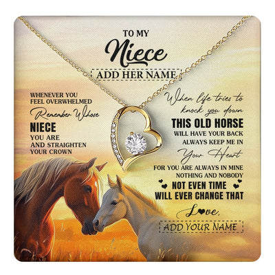 Forever Love Necklace 18K Yellow Gold Finish | 1 | Personalized To My Niece Gifts Necklace From Aunt Uncle Whenever Horse Unique Birthday Gifts For Niece Graduation Christmas Customized Gift Box Message Card | teecentury.myshopify