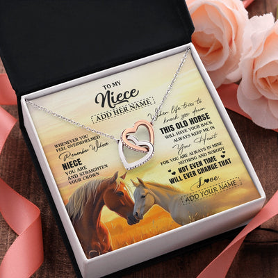 Interlocking Hearts Necklace Stainless Steel & Rose Gold Finish | 2 | Personalized To My Niece Gifts Necklace From Aunt Uncle Whenever Horse Unique Birthday Gifts For Niece Graduation Christmas Customized Gift Box Message Card | teecentury.myshopify