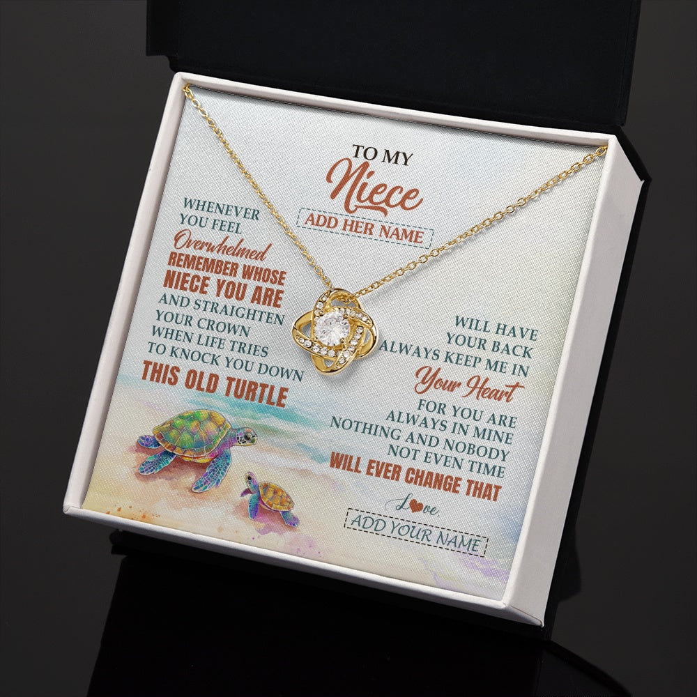 Love Knot Necklace 18K Yellow Gold Finish | 2 | Personalized To My Niece Gifts Necklace From Aunt Uncle Whenever Turtle Unique Birthday Gifts For Niece Graduation Christmas Customized Gift Box Message Card | https://teecentury.