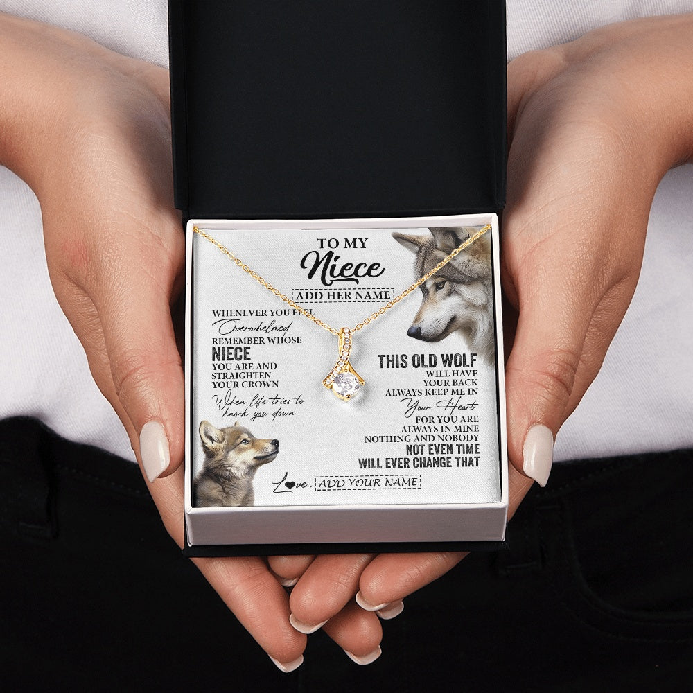 Alluring Beauty Necklace 18K Yellow Gold Finish | 2 | Personalized To My Niece Gifts Necklace From Aunt Uncle Whenever Wolf Unique Birthday Gifts For Niece Graduation Christmas Custom Gift Box Message Card | https://teecentury.