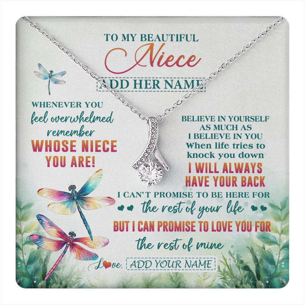 Alluring Beauty Necklace 14K White Gold Finish | 1 | Personalized To My Niece Gifts Necklace From Aunt Uncle Whenever You Feel Dragonfly Niece Birthday Gifts Graduation Christmas Custom Gift Box Message Card | https://teecentury.