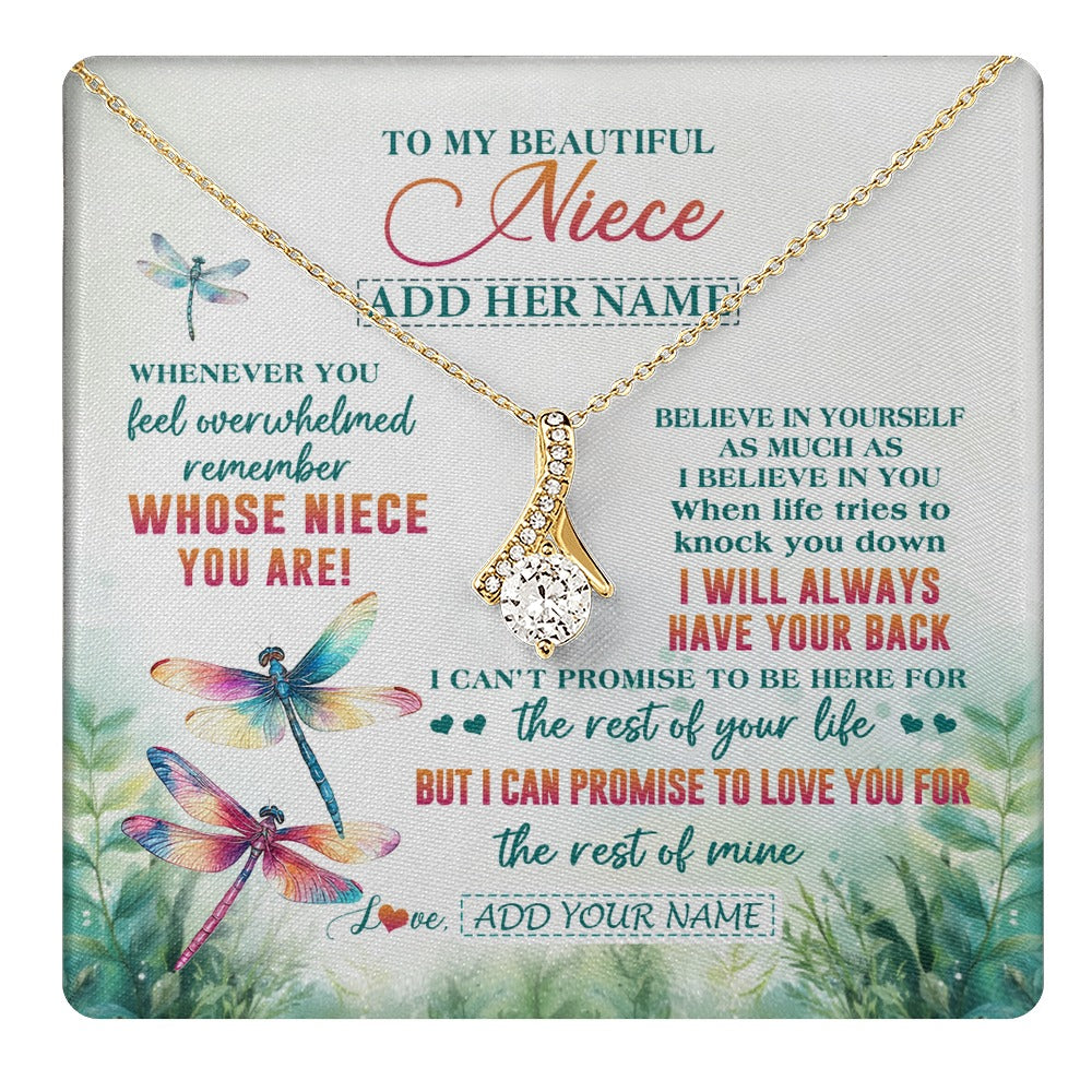 Alluring Beauty Necklace 18K Yellow Gold Finish | 1 | Personalized To My Niece Gifts Necklace From Aunt Uncle Whenever You Feel Dragonfly Niece Birthday Gifts Graduation Christmas Custom Gift Box Message Card | https://teecentury.