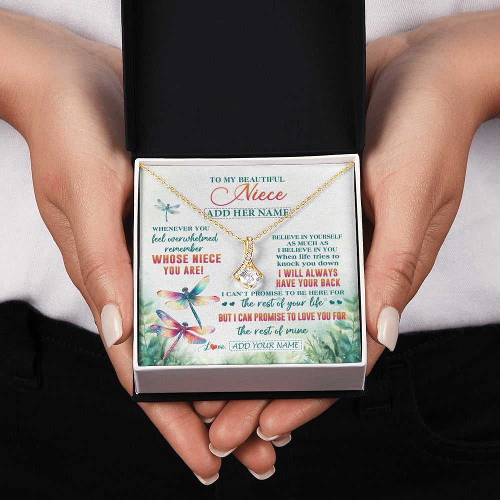 Alluring Beauty Necklace 18K Yellow Gold Finish | 2 | Personalized To My Niece Gifts Necklace From Aunt Uncle Whenever You Feel Dragonfly Niece Birthday Gifts Graduation Christmas Custom Gift Box Message Card | https://teecentury.