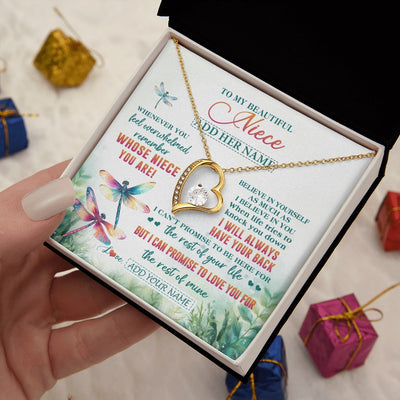 Forever Love Necklace 18K Yellow Gold Finish | 2 | Personalized To My Niece Gifts Necklace From Aunt Uncle Whenever You Feel Dragonfly Niece Birthday Gifts Graduation Christmas Custom Gift Box Message Card | https://teecentury.