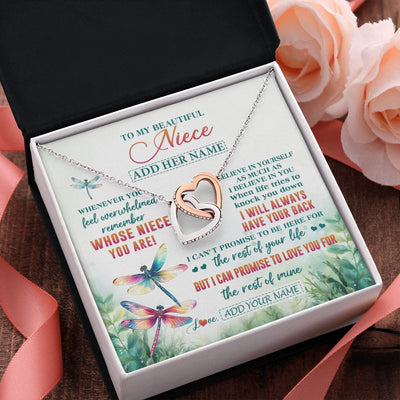 Interlocking Hearts Necklace Stainless Steel & Rose Gold Finish | 2 | Personalized To My Niece Gifts Necklace From Aunt Uncle Whenever You Feel Dragonfly Niece Birthday Gifts Graduation Christmas Custom Gift Box Message Card | https://teecentury.