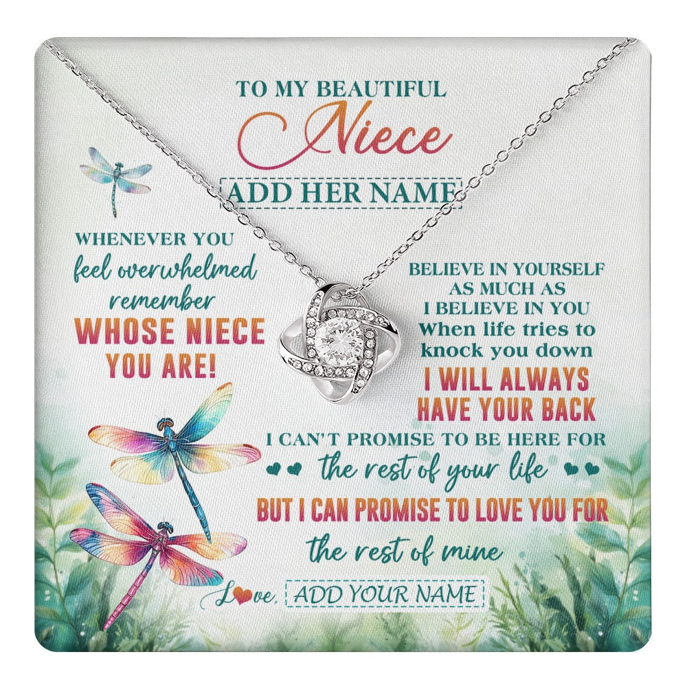 Love Knot Necklace 14K White Gold Finish | 1 | Personalized To My Niece Gifts Necklace From Aunt Uncle Whenever You Feel Dragonfly Niece Birthday Gifts Graduation Christmas Custom Gift Box Message Card | https://teecentury.