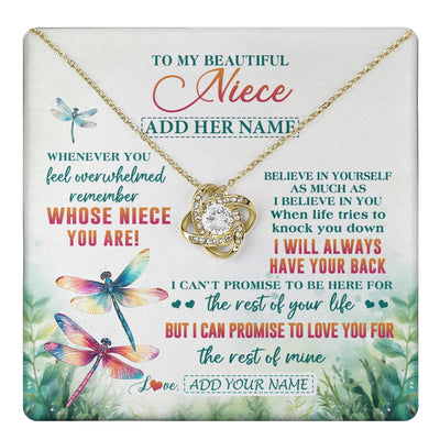 Love Knot Necklace 18K Yellow Gold Finish | 1 | Personalized To My Niece Gifts Necklace From Aunt Uncle Whenever You Feel Dragonfly Niece Birthday Gifts Graduation Christmas Custom Gift Box Message Card | https://teecentury.