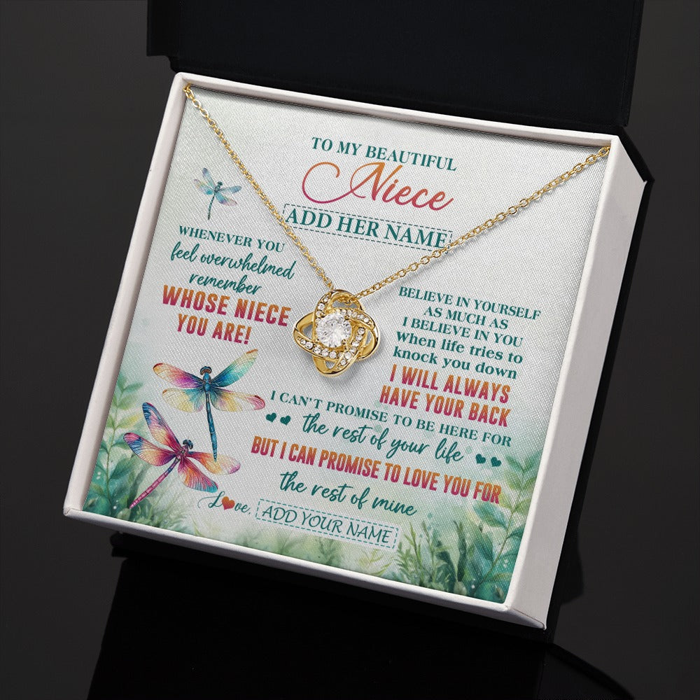 Love Knot Necklace 18K Yellow Gold Finish | 2 | Personalized To My Niece Gifts Necklace From Aunt Uncle Whenever You Feel Dragonfly Niece Birthday Gifts Graduation Christmas Custom Gift Box Message Card | https://teecentury.