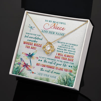 Love Knot Necklace 18K Yellow Gold Finish | 2 | Personalized To My Niece Gifts Necklace From Aunt Uncle Whenever You Feel Dragonfly Niece Birthday Gifts Graduation Christmas Custom Gift Box Message Card | https://teecentury.