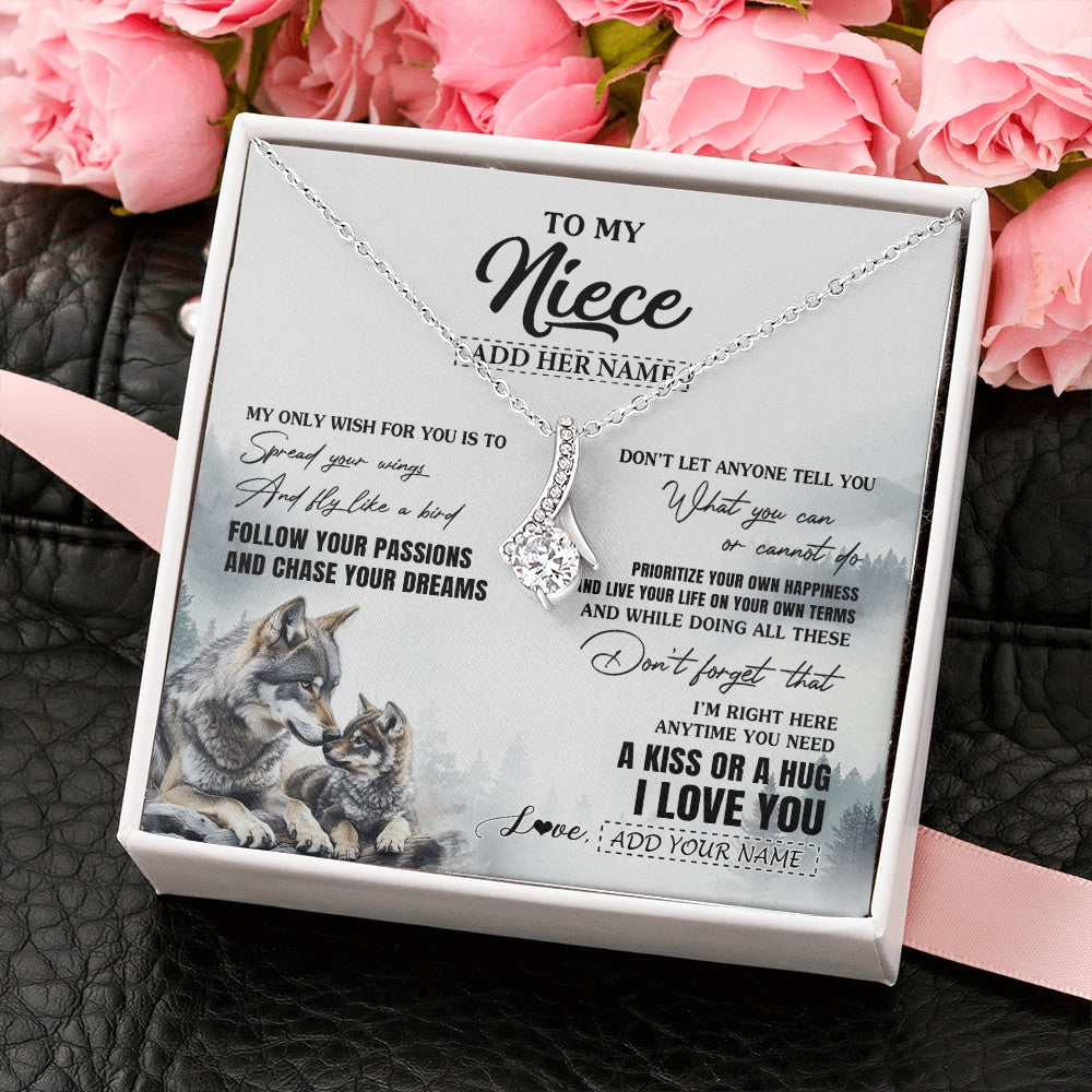 Alluring Beauty Necklace 14K White Gold Finish | 2 | Personalized To My Niece Gifts Necklace From Aunt Uncle Wolf My Only Wish For You Niece Birthday Gifts Graduation Christmas Customized Gift Box Message Card | https://teecentury.