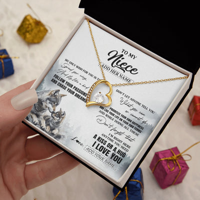 Forever Love Necklace 18K Yellow Gold Finish | 2 | Personalized To My Niece Gifts Necklace From Aunt Uncle Wolf My Only Wish For You Niece Birthday Gifts Graduation Christmas Customized Gift Box Message Card | https://teecentury.