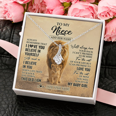 Alluring Beauty Necklace 14K White Gold Finish | 2 | Personalized To My Niece Gifts Necklace From Uncle Always Remember Lion Gifts For Niece Birthday Graduation Christmas Custom Gift Box Message Card | https://teecentury.