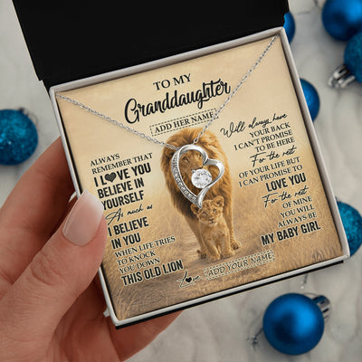 Forever Love Necklace 14K White Gold Finish | 2 | Personalized To My Niece Gifts Necklace From Uncle Always Remember Lion Gifts For Niece Birthday Graduation Christmas Custom Gift Box Message Card | https://teecentury.