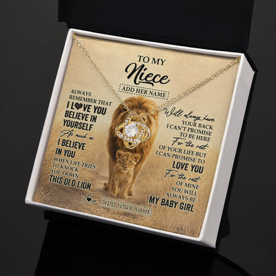 Love Knot Necklace 18K Yellow Gold Finish | 2 | Personalized To My Niece Gifts Necklace From Uncle Always Remember Lion Gifts For Niece Birthday Graduation Christmas Custom Gift Box Message Card | https://teecentury.