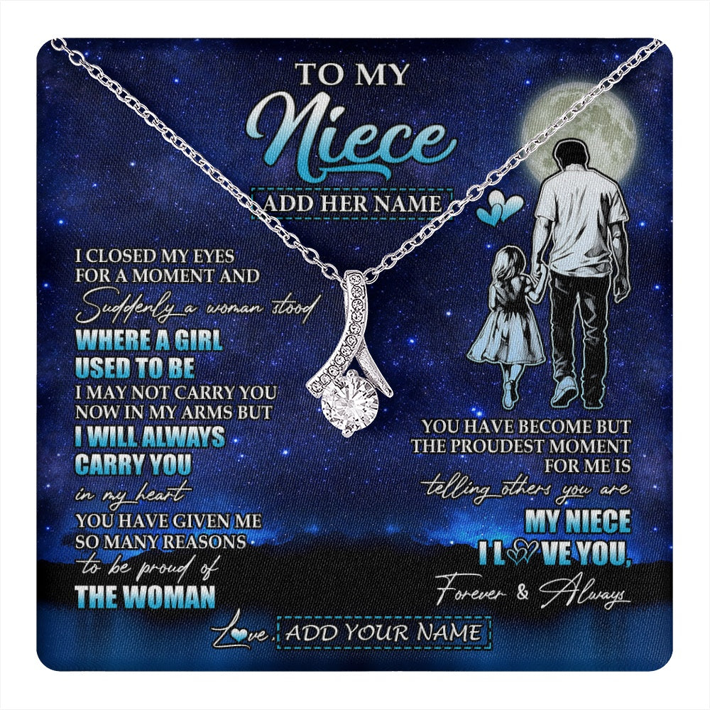 Alluring Beauty Necklace 14K White Gold Finish | 1 | Personalized To My Niece Gifts Necklace From Uncle I Closed My Eyes For A Moment Niece Birthday Graduation Christmas Customized Gift Box Message Card | teecentury.myshopify