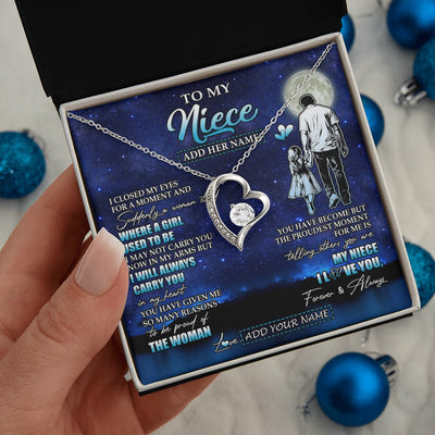 Forever Love Necklace 14K White Gold Finish | 2 | Personalized To My Niece Gifts Necklace From Uncle I Closed My Eyes For A Moment Niece Birthday Graduation Christmas Customized Gift Box Message Card | teecentury.myshopify