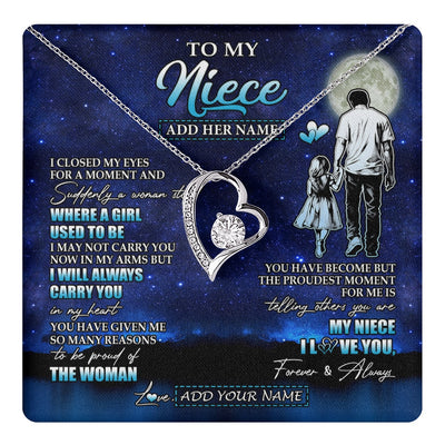 Forever Love Necklace 14K White Gold Finish | 1 | Personalized To My Niece Gifts Necklace From Uncle I Closed My Eyes For A Moment Niece Birthday Graduation Christmas Customized Gift Box Message Card | teecentury.myshopify