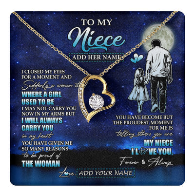 Forever Love Necklace 18K Yellow Gold Finish | 1 | Personalized To My Niece Gifts Necklace From Uncle I Closed My Eyes For A Moment Niece Birthday Graduation Christmas Customized Gift Box Message Card | teecentury.myshopify