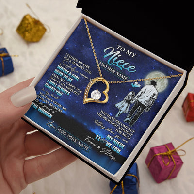 Forever Love Necklace 18K Yellow Gold Finish | 2 | Personalized To My Niece Gifts Necklace From Uncle I Closed My Eyes For A Moment Niece Birthday Graduation Christmas Customized Gift Box Message Card | teecentury.myshopify
