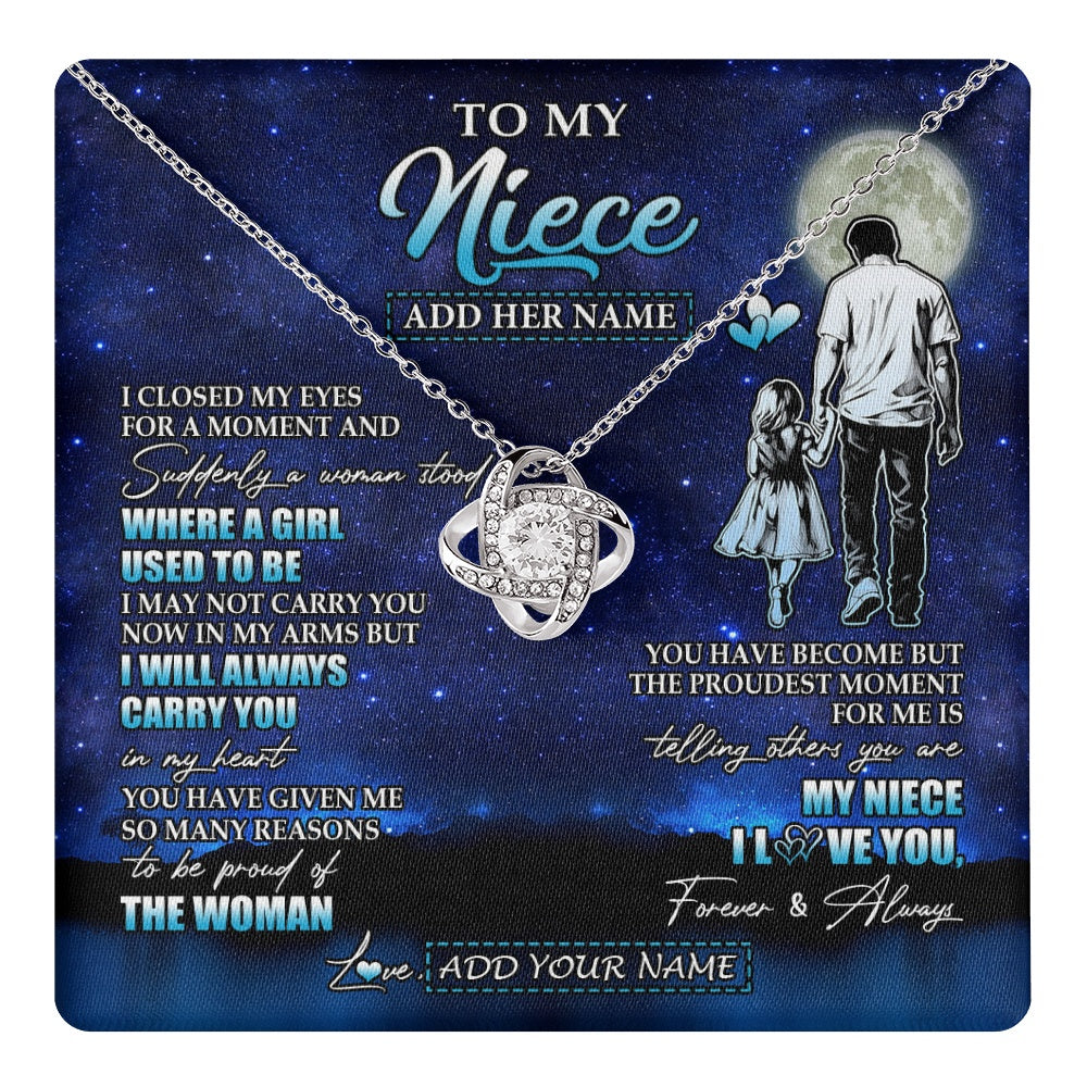 Love Knot Necklace 14K White Gold Finish | 1 | Personalized To My Niece Gifts Necklace From Uncle I Closed My Eyes For A Moment Niece Birthday Graduation Christmas Customized Gift Box Message Card | teecentury.myshopify