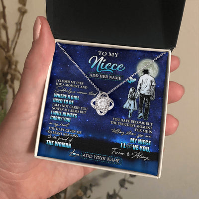 Love Knot Necklace 14K White Gold Finish | 2 | Personalized To My Niece Gifts Necklace From Uncle I Closed My Eyes For A Moment Niece Birthday Graduation Christmas Customized Gift Box Message Card | teecentury.myshopify