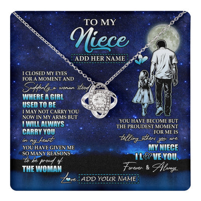 Love Knot Necklace 14K White Gold Finish | 1 | Personalized To My Niece Gifts Necklace From Uncle I Closed My Eyes For A Moment Niece Birthday Graduation Christmas Customized Gift Box Message Card | teecentury.myshopify