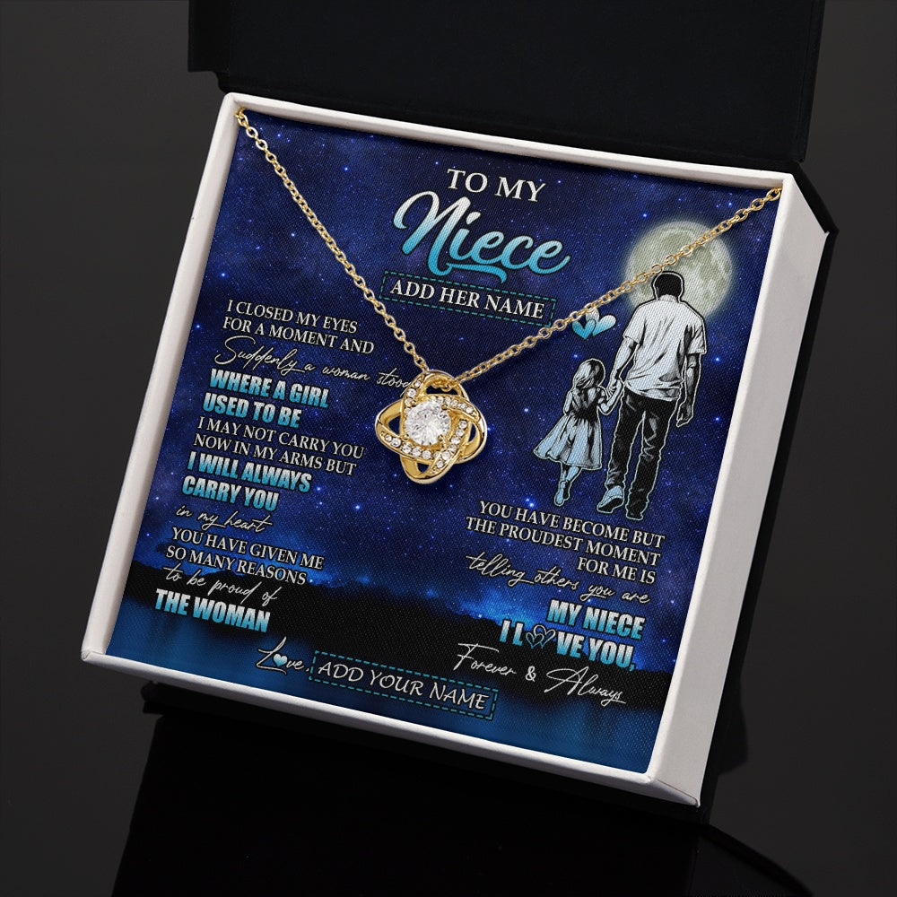 Love Knot Necklace 18K Yellow Gold Finish | 2 | Personalized To My Niece Gifts Necklace From Uncle I Closed My Eyes For A Moment Niece Birthday Graduation Christmas Customized Gift Box Message Card | teecentury.myshopify
