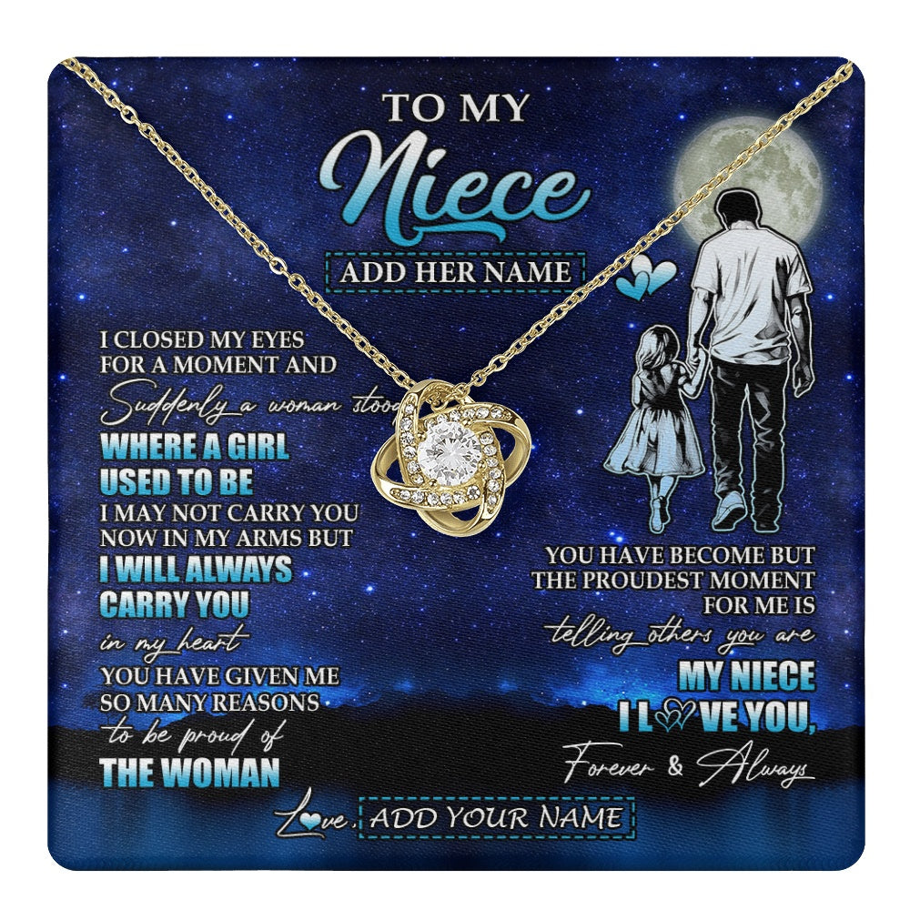 Love Knot Necklace 18K Yellow Gold Finish | 1 | Personalized To My Niece Gifts Necklace From Uncle I Closed My Eyes For A Moment Niece Birthday Graduation Christmas Customized Gift Box Message Card | teecentury.myshopify