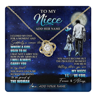 Love Knot Necklace 18K Yellow Gold Finish | 1 | Personalized To My Niece Gifts Necklace From Uncle I Closed My Eyes For A Moment Niece Birthday Graduation Christmas Customized Gift Box Message Card | teecentury.myshopify