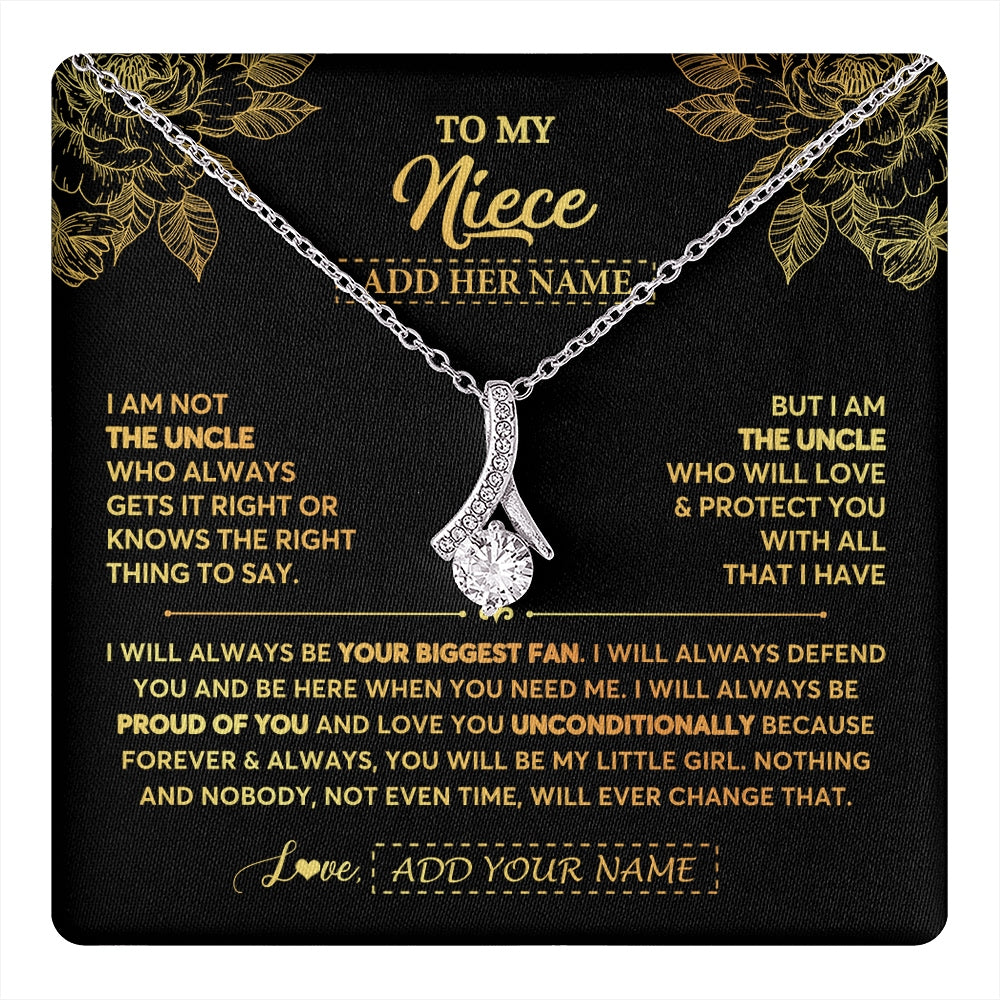 Alluring Beauty Necklace 14K White Gold Finish | 1 | Personalized To My Niece Gifts Necklace From Uncle Meaningful Family Jewelry Birthday Gifts For Niece Graduation Christmas Custom Gift Box Message Card | https://teecentury.